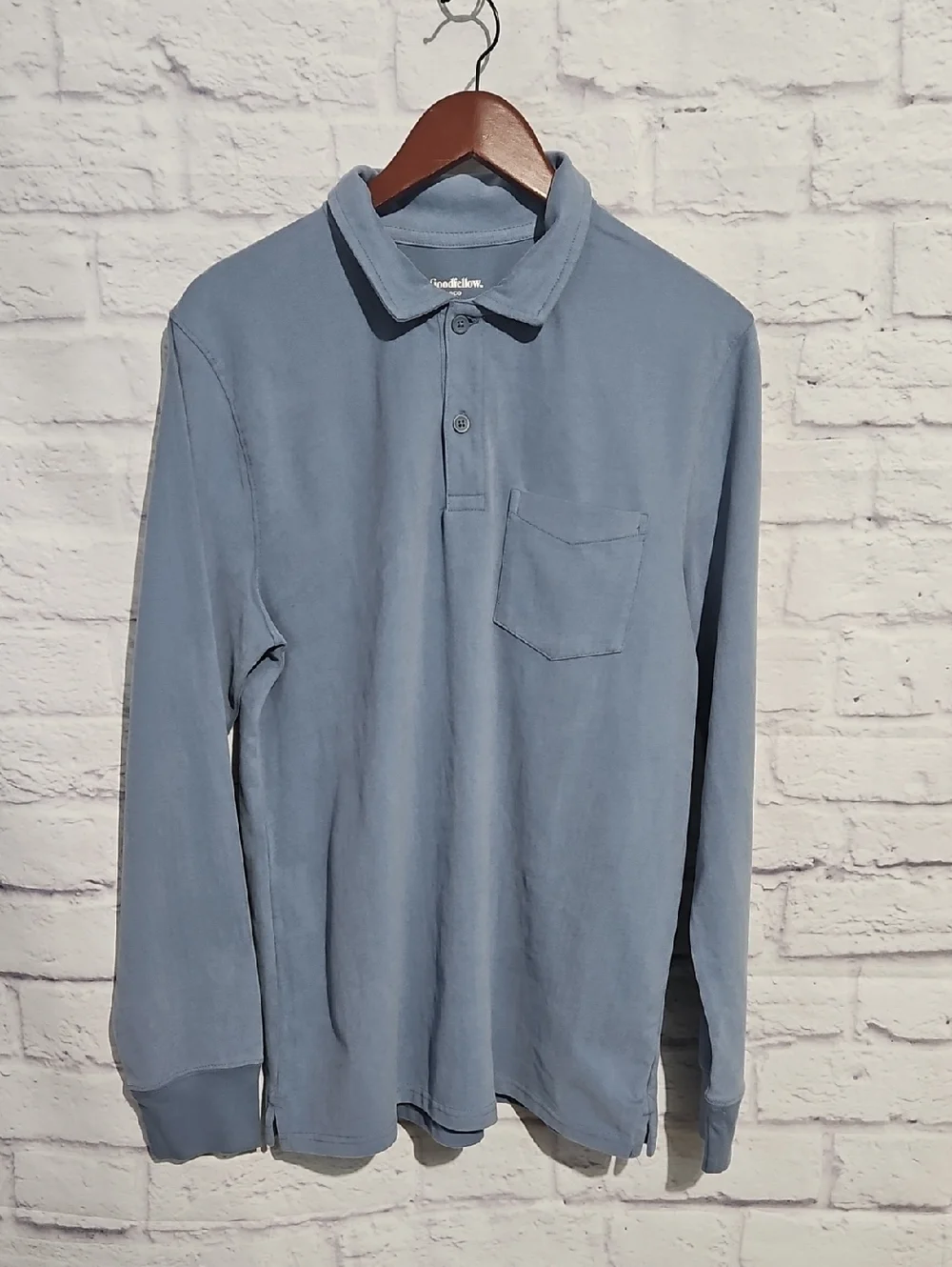 Goodfellow & Co Long-Sleeve Polo in Slate Blue